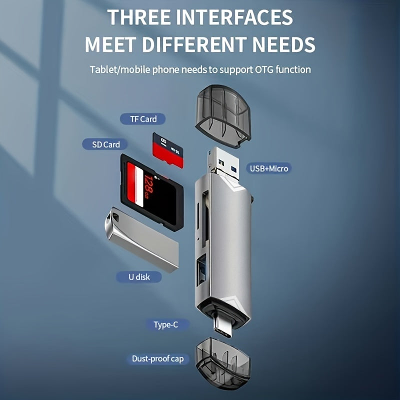 6-in-1 High-Speed USB 3.0 Card Reader with 5Gbps Transfer Rate