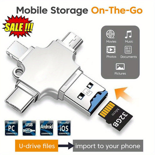 4 in 1 OTG Adapter USB3.0 TF Flash Drive Type C Mobile Storage