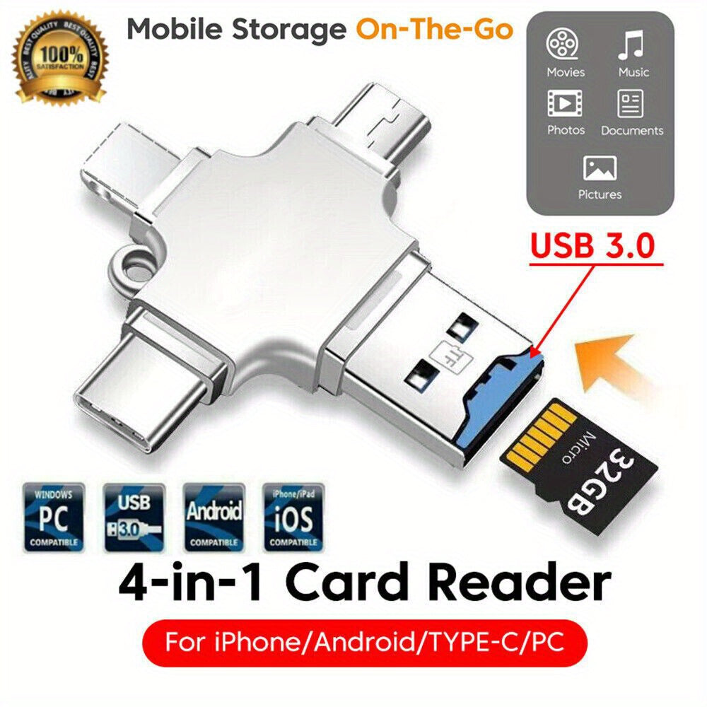 4 in 1 OTG Adapter USB3.0 TF Flash Drive Type C Mobile Storage