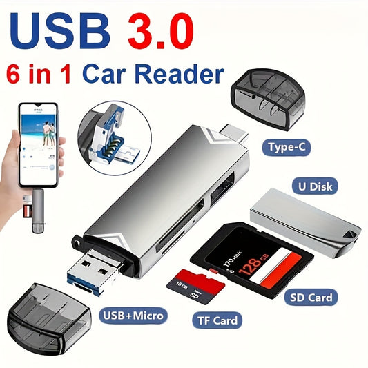 6-in-1 High-Speed USB 3.0 Card Reader with 5Gbps Transfer Rate