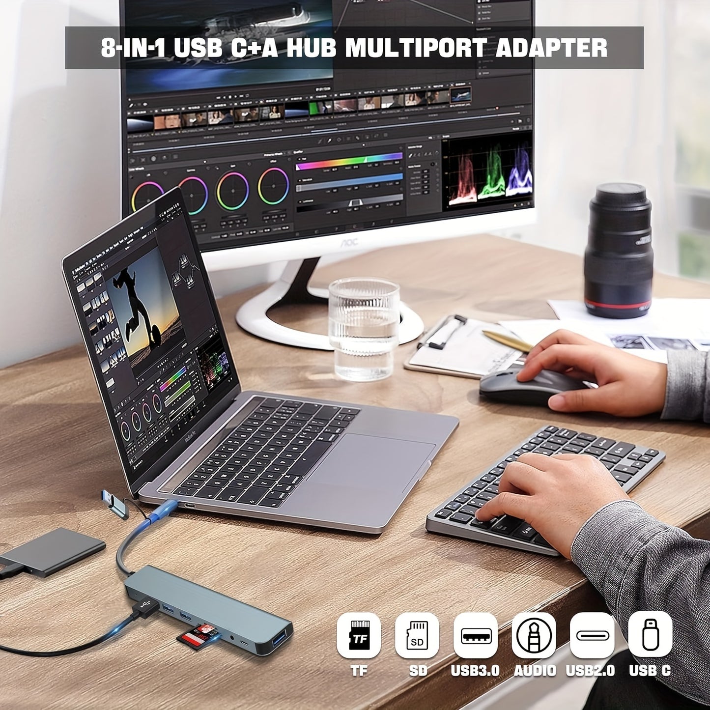 8 In 1 USB Extender USB Hub USB C Hub USB Splitter