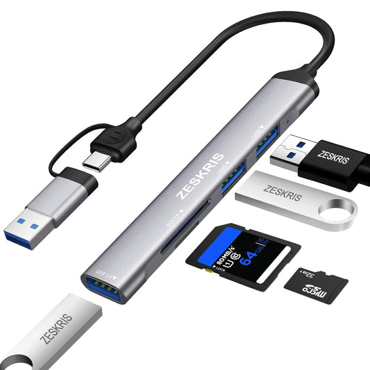 5 in 1 USB C Hub with 1 USB 3.0, 2 USB 2.0, TF/SD/MicroSD Card Reader