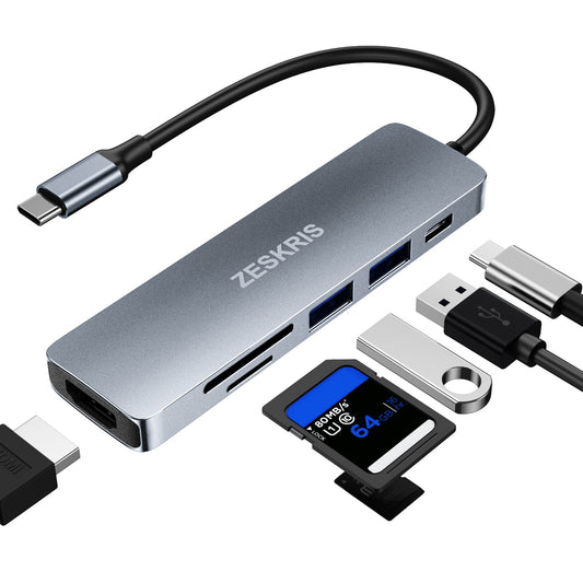 ZESKRIS 6 in 1 USB C Hub