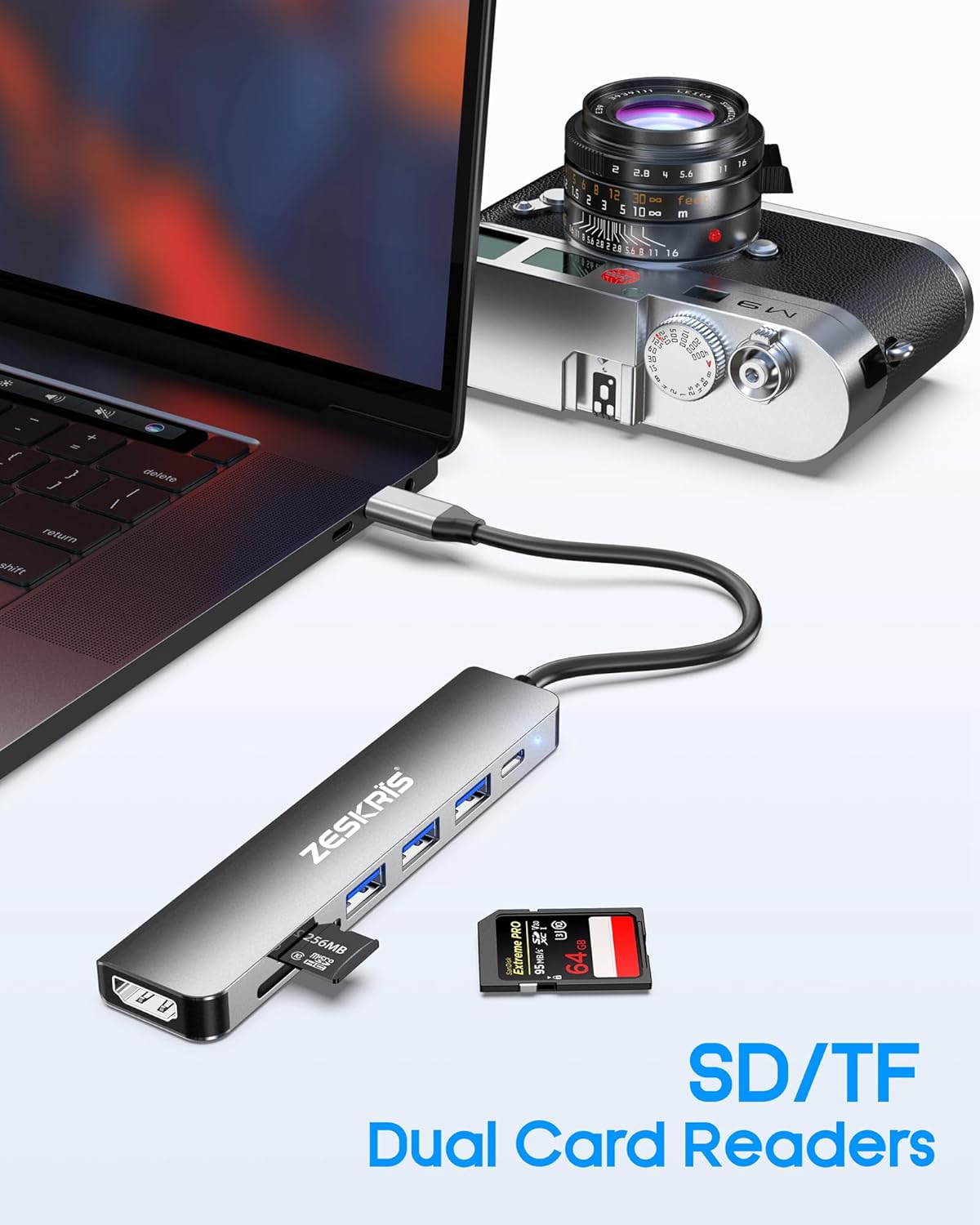 7-in-1 USB C Hub with 4K HDMI, 100W Power Delivery, 3 USB-A Data Ports, SD and TF Card Reader