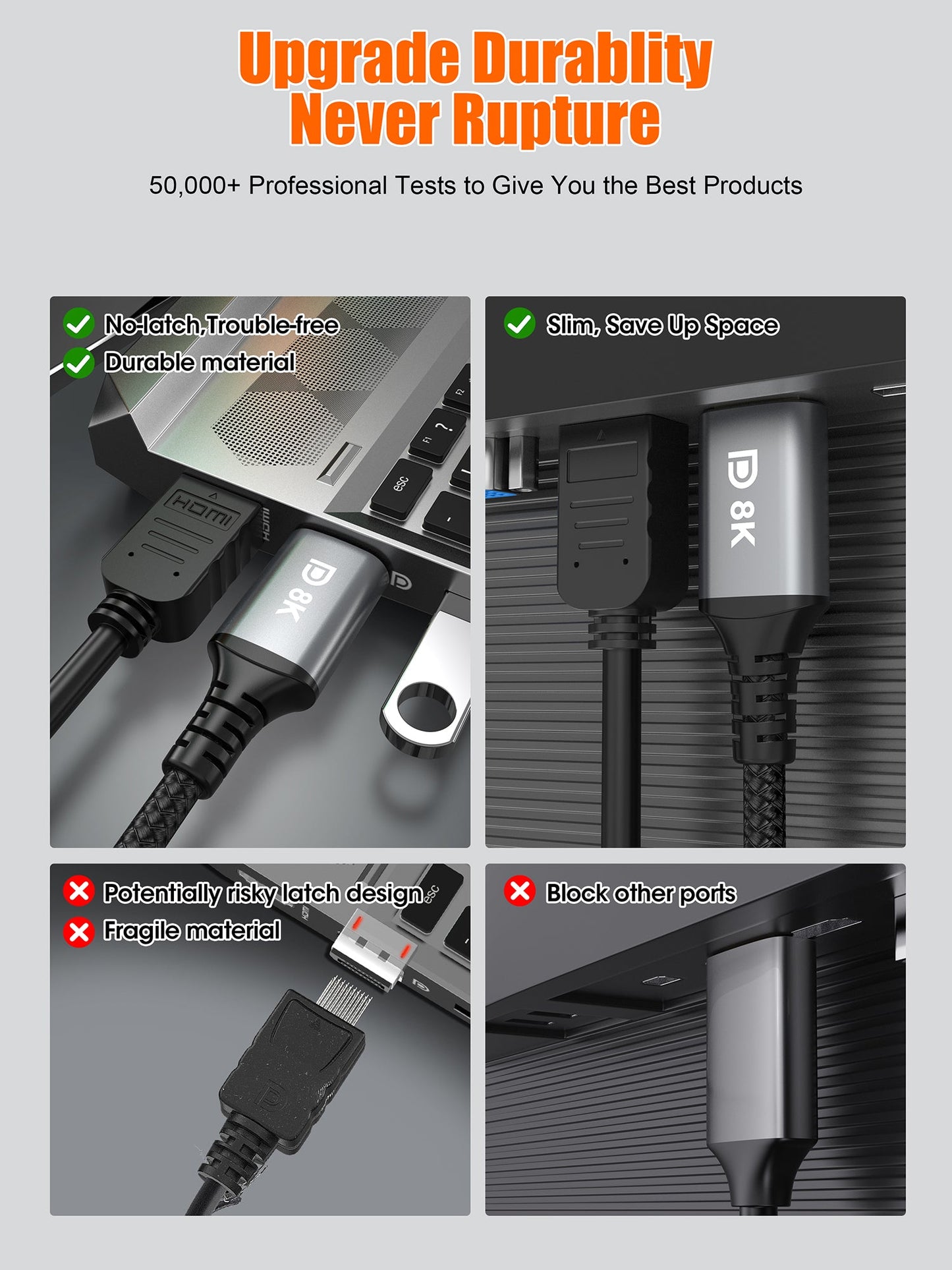 ZESKRIS 2m USB C to DisplayPort Cable 1.4