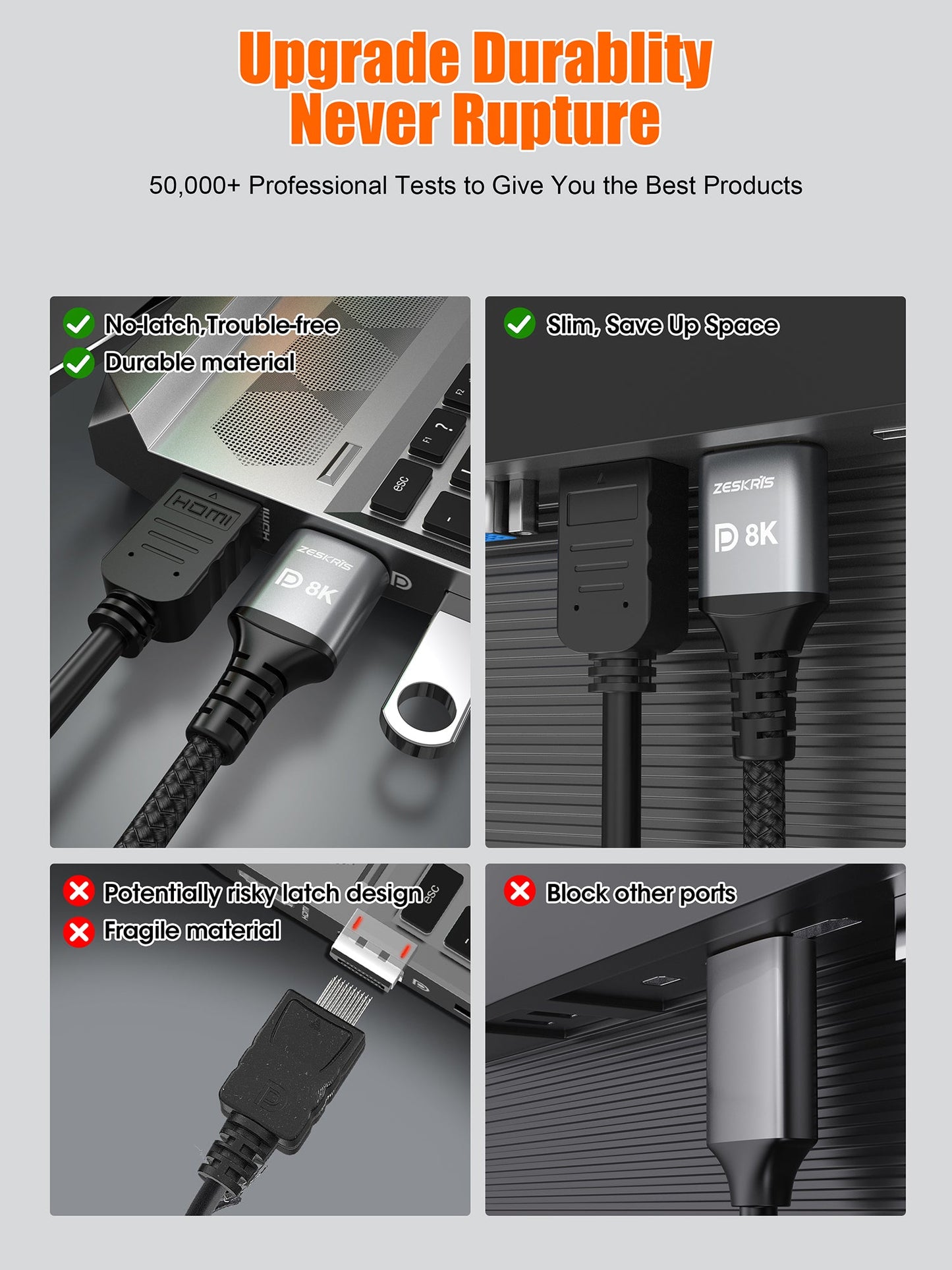 ZESKRIS 8K DisplayPort Cable 1.4