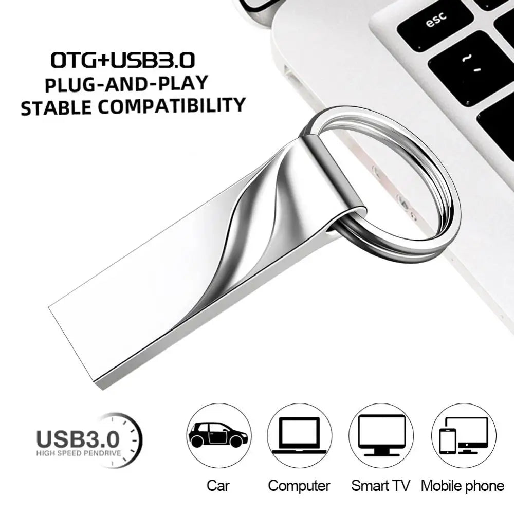 2024 New 2TB Metal Flash Drive Waterproof U Disk Keyrings