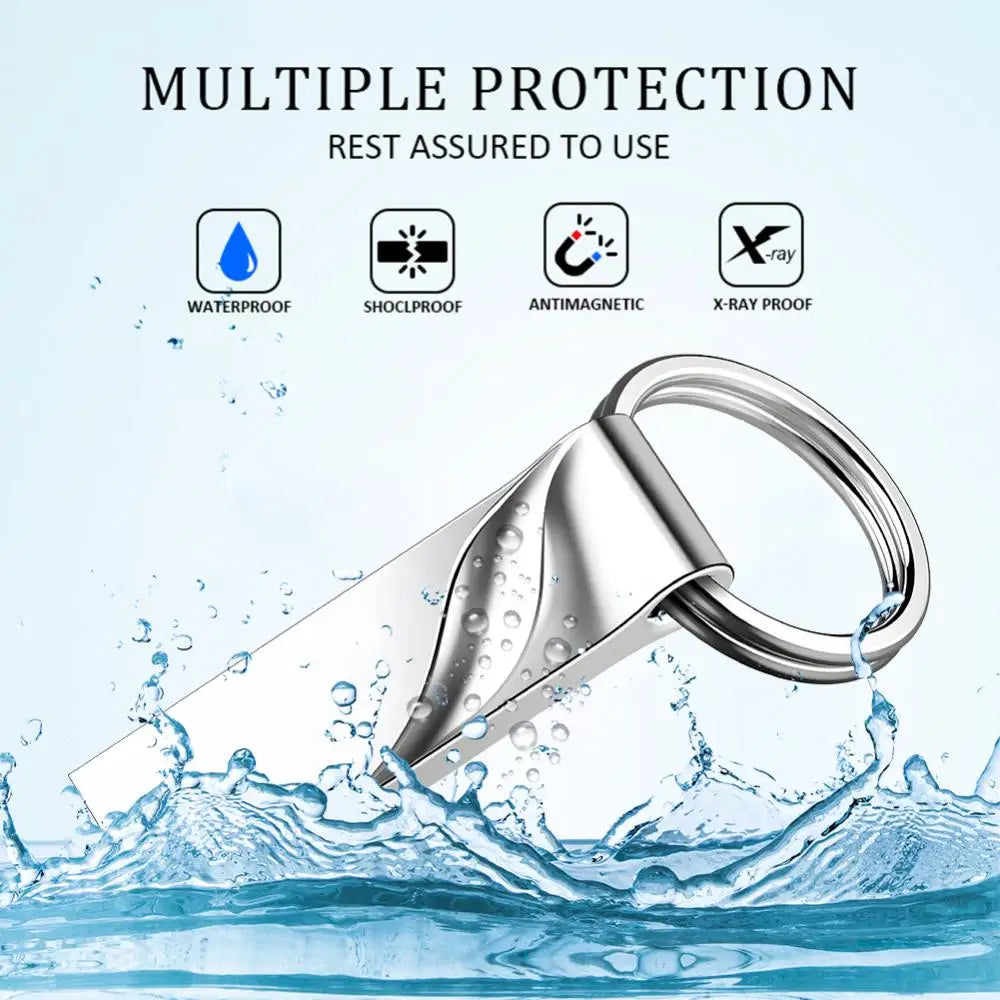 2024 New 2TB Metal Flash Drive Waterproof U Disk Keyrings