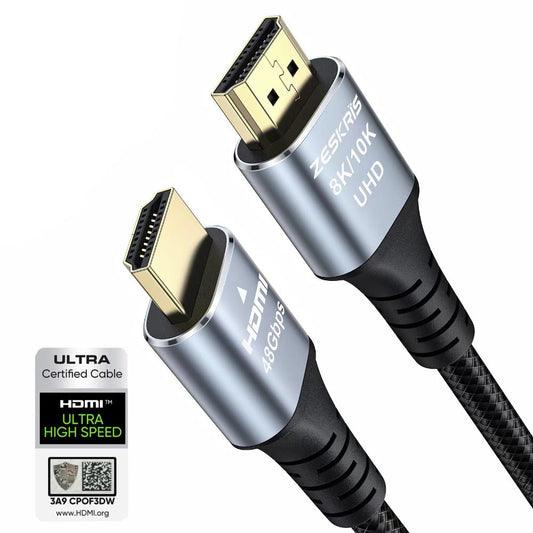 ZESKRIS 8K HDMI 2.1 Cable 48Gbps Ultra High Speed Braided Cord Cable