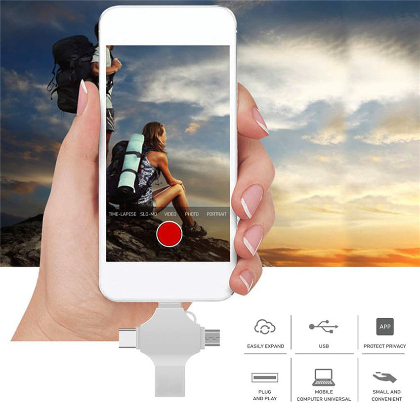 2TB USB 3.0 Flash Drive Memory Photo Stick for iPhone Android iPad Type C 4 IN 1